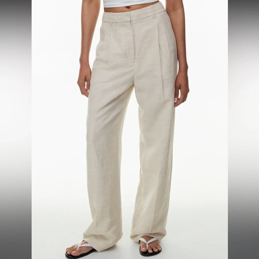 Aritzia Effortless Linen pants natural ecru